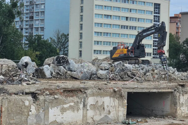 Demolition of foundations continues until the site is completely cleared