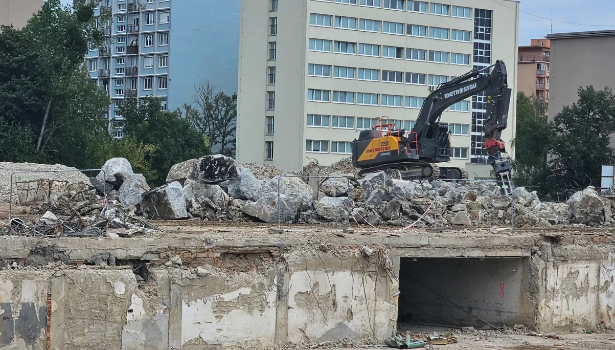 Demolition of foundations continues until the site is completely cleared